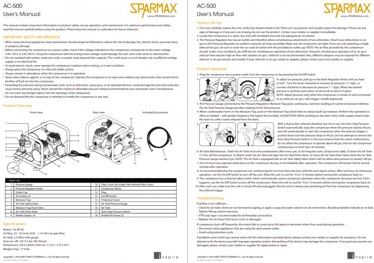 Sparmax AC500 Mini Air Compressor With 3m Hose – imagen 2