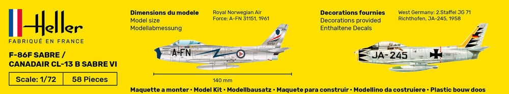 Heller 56277 F-86F SABER / CANADAIR CL-13 B SABER VI - Starter Kit 1/72 – Bild 6