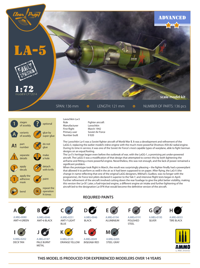 Clear Prop! CP72014 La-5 early version ADVANCED KIT 1/72 – Bild 2