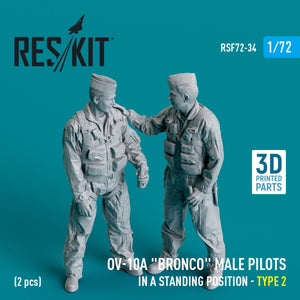 RESKIT RSF72-0034 OV-10A &amp;quot;Bronco&amp;quot; male pilots (in a standing position - type 2) (2 pcs) (3D Printed) 1/72