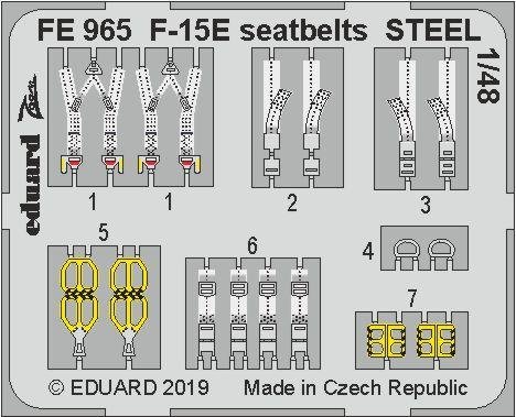 Ceintures de sécurité Eduard FE965 F-15E en acier, échelle 1/48, Great Wall Hobby