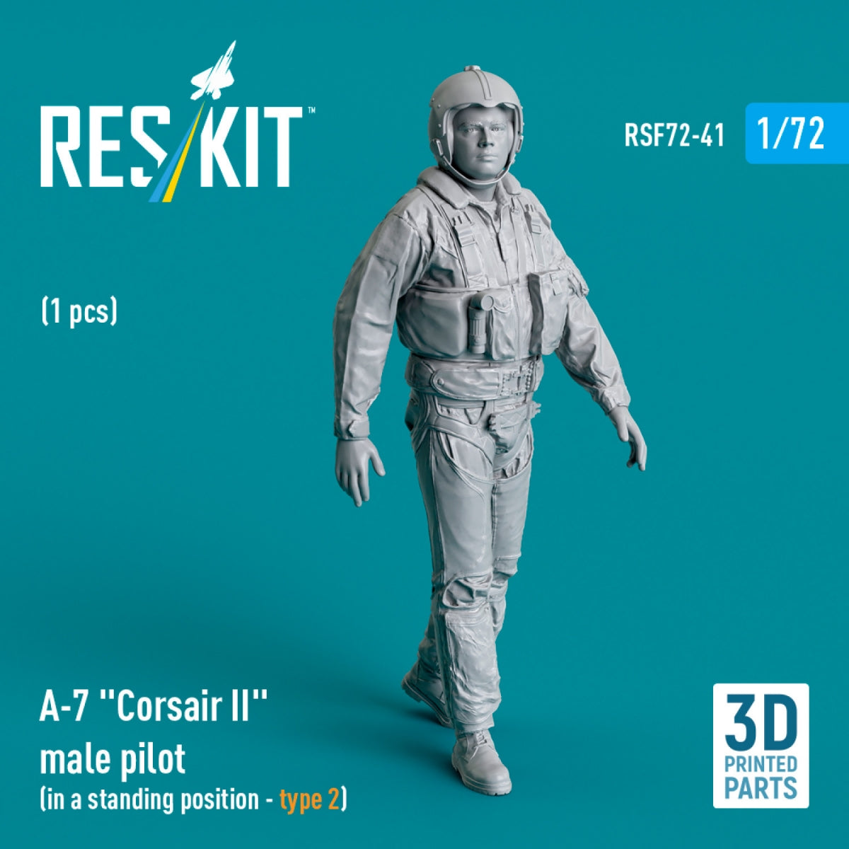 RESKIT RSF72-0041 A-7 "Corsair II" male pilot (in a standing position - type 2) (1 pcs) (3D Printed) 1/72