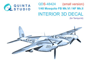 Quinta Studio QDS-48424 Mosquito FB Mk.VI/NF Mk.II 3D-Printed colored Interior on decal paper (Tamiya) (Small version) 1/48
