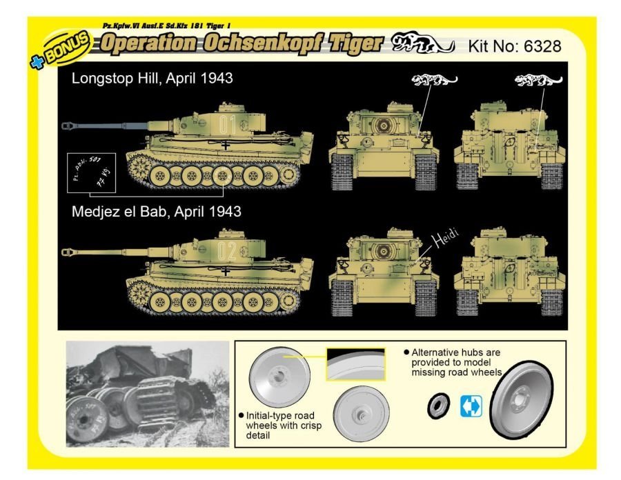 Dragon 6328 WWII German Pz.Kpfw.VI Tiger I Early Production 501 abt Operation Ochsenkopf 1/35 – obrázek 2