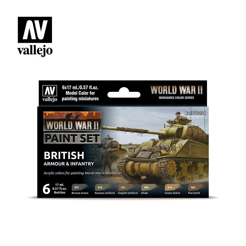 Vallejo 70204 Blindés et infanterie britanniques de la Seconde Guerre mondiale 6x17ml