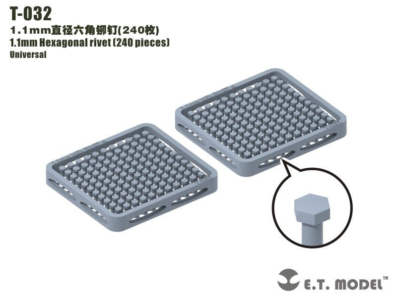 ET Model T-032 1.1mm Hexagonal rivet (240 pieces) (rivets)