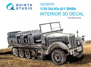 Quinta Studio QD35075 Sd.Kfz.6-1 BN9b 3D-Printed &amp;amp; colored Interior on decal paper (Bronco) 1/35