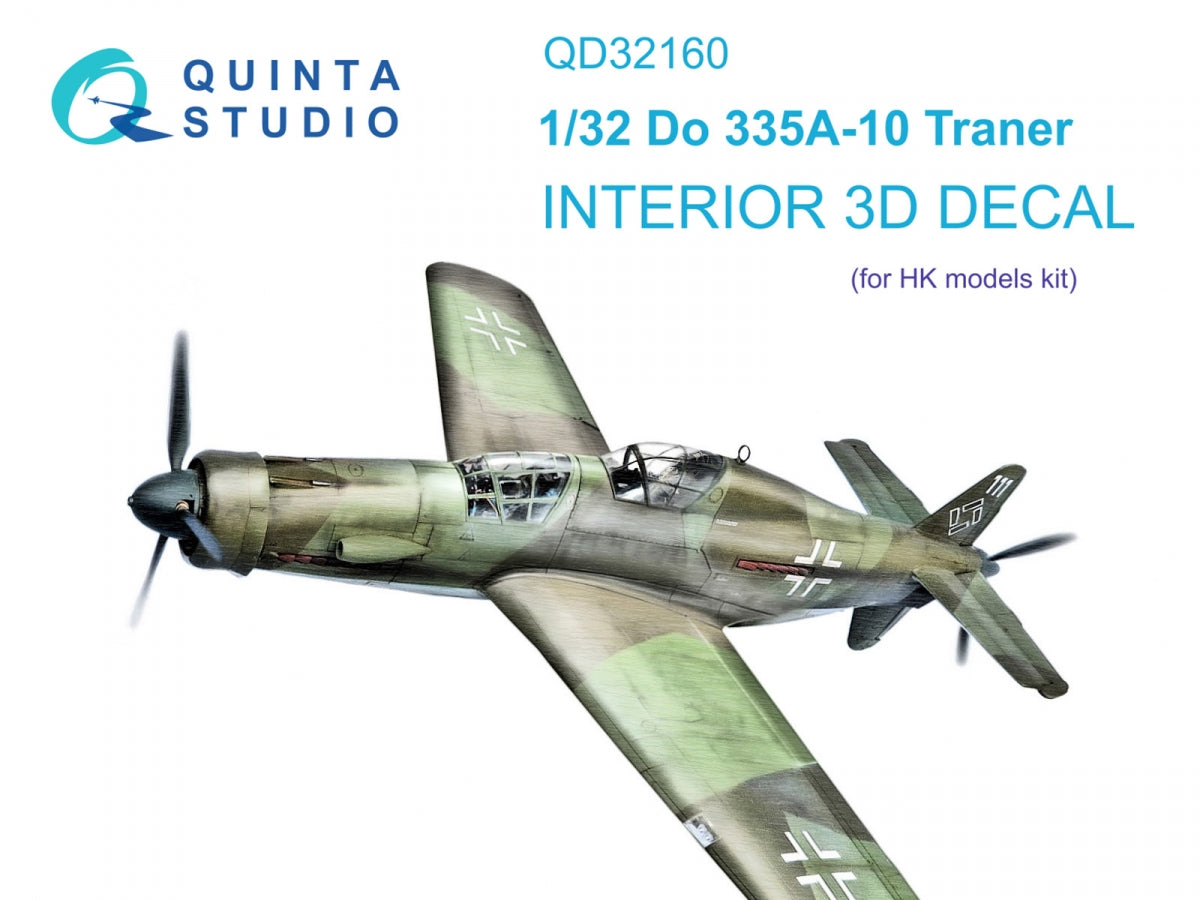 Quinta Studio QD32160 Do 335A-10 3D-Printed &amp;amp; colored Interior on decal paper (HK models) 1/32
