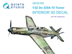 Quinta Studio QD32160 Do 335A-10 3D-Printed &amp;amp; colored Interior on decal paper (HK models) 1/32