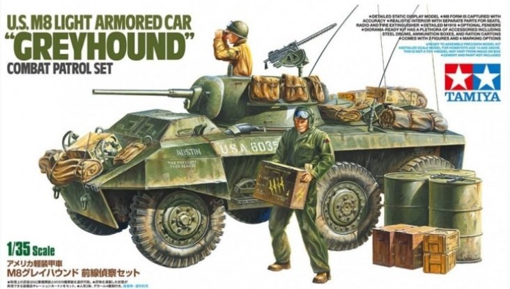 Tamiya 25196 US M8 Light Armored Car &amp;quot;Greyhound&amp;quot; Combat Patrol Set 1/35
