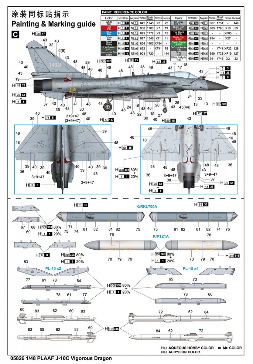 Trumpeter 05826 PLAAF J-10C Vigorous Dragon 1/48 – obrázek 6