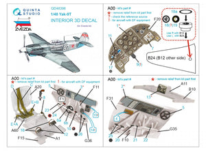 Quinta Studio QD48398 Yak-9T 3D-Printed &amp;amp; colored Interior on decal paper (Zvezda) 1/48 – image 2