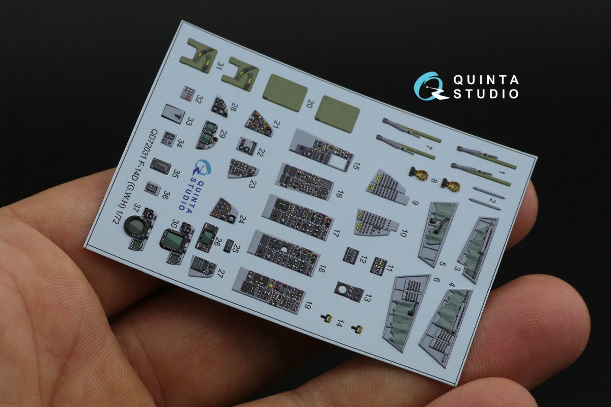 Quinta Studio QD72031 F-14D 3D-Printed &amp;amp; coloured Interior on decal paper (GWH) 1/72 – zdjęcie 2