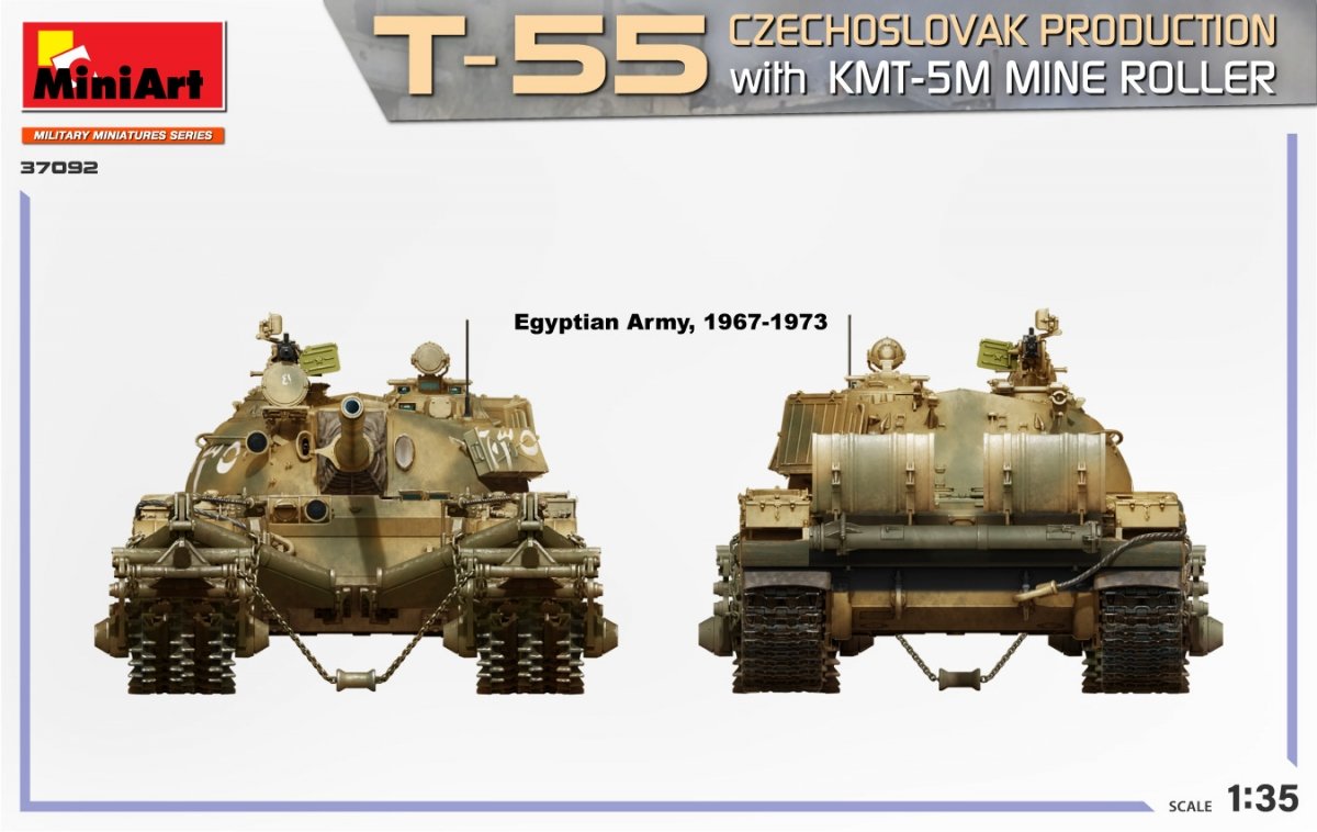 MiniArt 37092 T-55 CZECHOSLOVAK PRODUCTION with KMT-5M MINE ROLLER 1/35 – obrázek 6