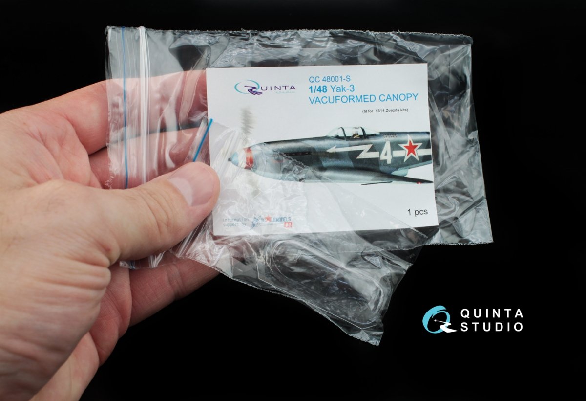 Quinta Studio QC48001-S Yak-3 vacuformed clear canopy 1 pcs (for 4814 Zvezda kit) 1/48 – image 2