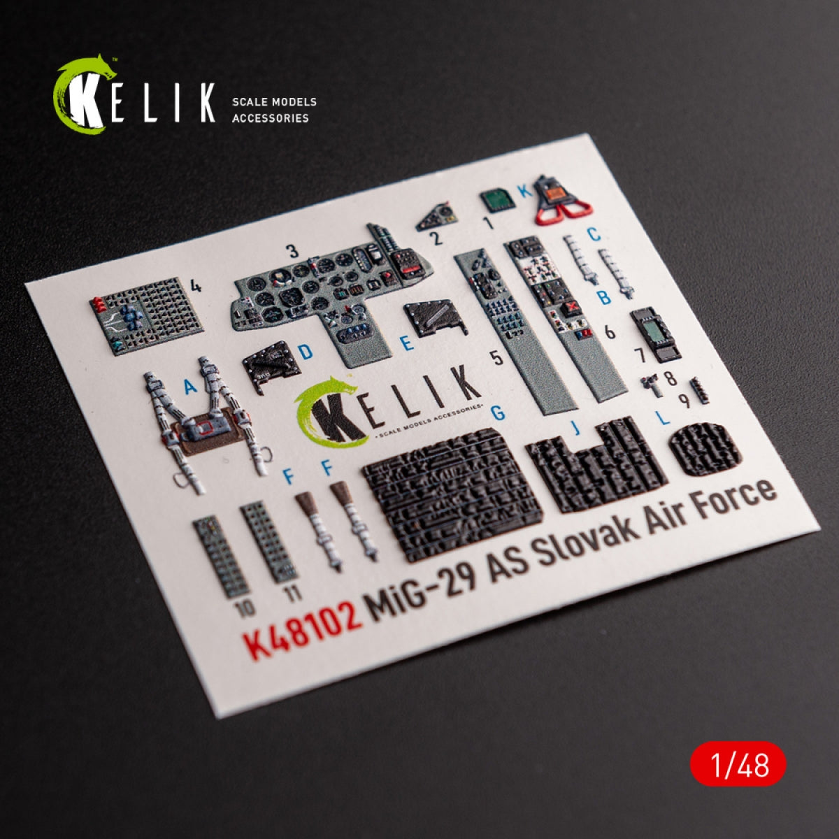 KELIK K48102 Mig-29AS - interior 3D decals for Academy kit 1/48