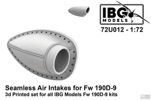 IBG 72U012 Seamless Air Intakes for Fw 190D-9 3D printed set for IBG kits 1/72