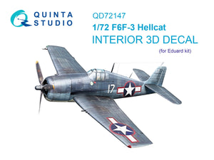 Quinta Studio QD72147 F6F-3 Hellcat 3D-Printed colored Interior on decal paper (Eduard) 1/72