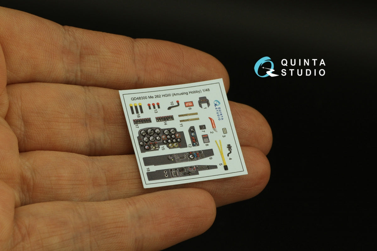 Quinta Studio QD48300 Me 262 HGIII 3D-Printed colored Interior on decal paper (Amusing Hobby) 1/48 – obrázek 4