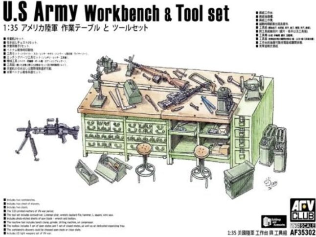 AFV Club 35302 US Army Workbench &amp; Tool set 1/35