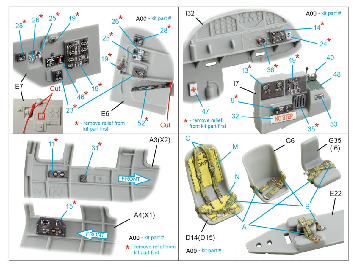 Quinta Studio QDS-48542 Boeing B-17F 3D-Printed &amp;amp; colored Interior on decal paper (HK models, Eduard) (small version) 1/48 – Bild 4