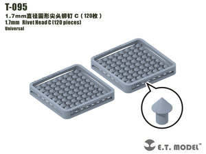 ET Model T-095 1.7mm Rivet Head C (120 pieces) (rivets)