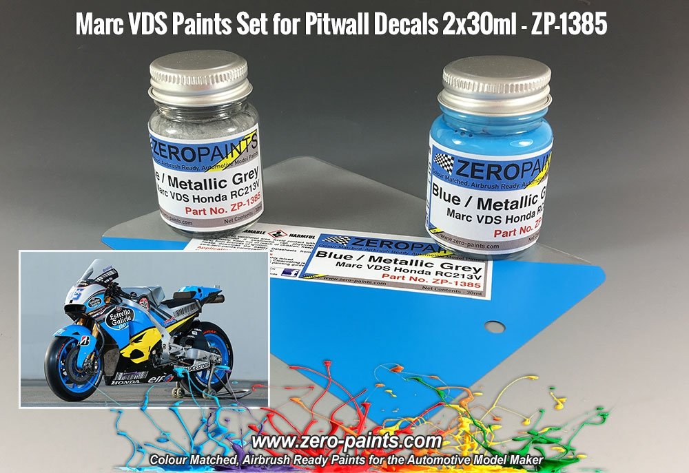 Zero Paints ZP-1385 Marc VDS Honda RC213V - Blue/Metallic Gray Paint Set 2x30ml
