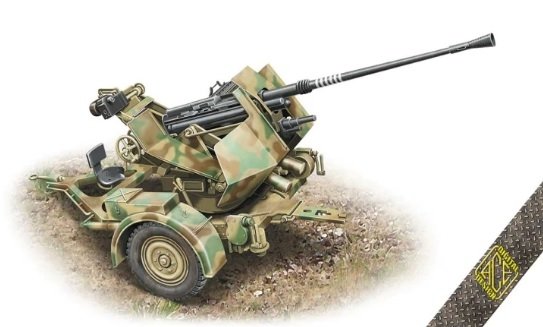 ACE 72570 Canon antiaérien Flak. 36 de 3,7 cm avec remorque porte-voitures Sd.Ah.52, échelle 1/72