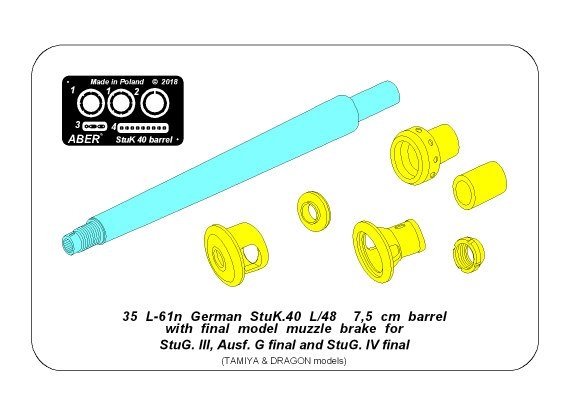 Aber 35L-061N Lufa do niemieckiego działa pancernego Stug.III, G i Stug.IV końcowych serii 1/35 – zdjęcie 2