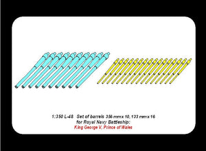 Aber 350L-48 Set of barrels 356mm x 10; 133mm x 16 for King George V, Prince of Wales 1/350 – image 6
