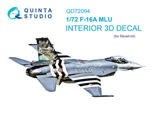 Quinta Studio QD72094 F-16A MLU 3D-Printed &amp;amp; colored Interior on decal paper (Revell) 1/72