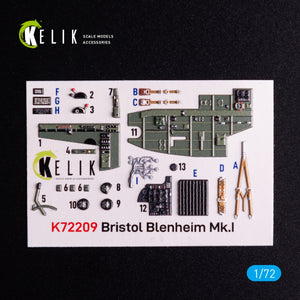Kelik K72209 Bristol Bleninheim Mk.1 - interior 3D decals for Airfix kit 1/72