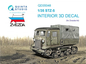 Quinta Studio QD35048 STZ-5 3D-Printed &amp;amp; colored Interior on decal paper (Zvezda) 1/35