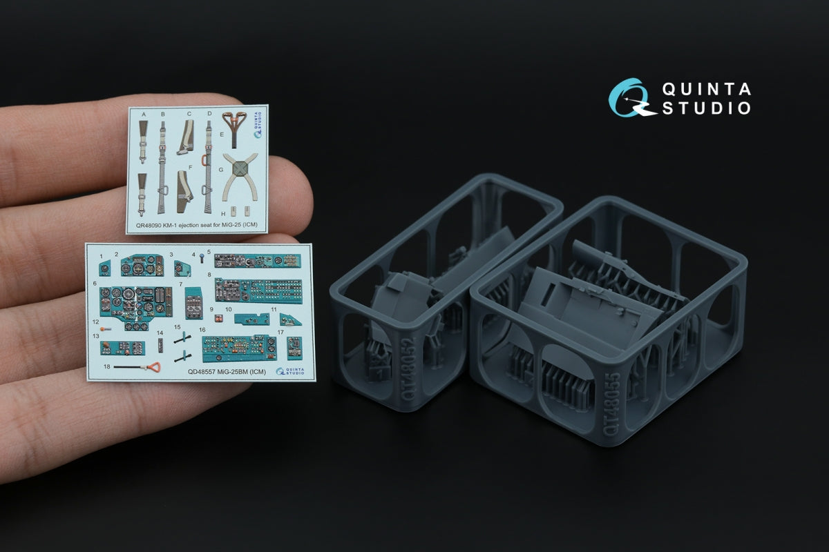 Quinta Studio QD+48557 MiG-25BM 3D-Printed &amp;amp; colored Interior on decal paper (ICM) (with 3D-printed resin parts) 1/48 – image 2