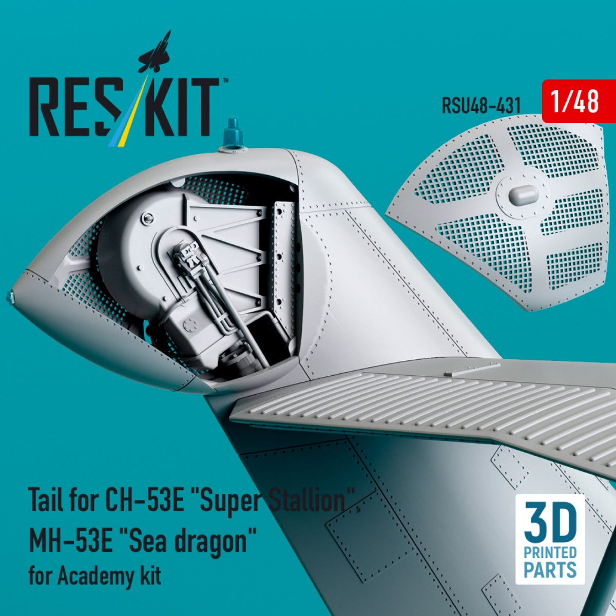 RESKIT RSU48-0431 Tail for CH-53E &amp;quot;Super Stallion&amp;quot;, MH-53E &amp;quot;Sea dragon&amp;quot; for Academy kit (3D printed) 1/48 – immagine 4