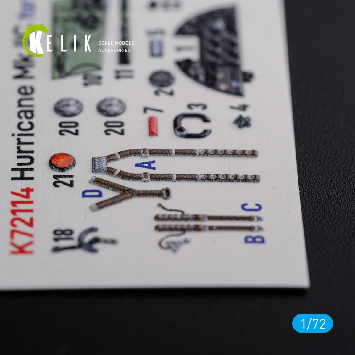 KELIK K72114 Hurricane Mk IIC interior 3D decals for Arma Hobby kit 1/72 – immagine 4