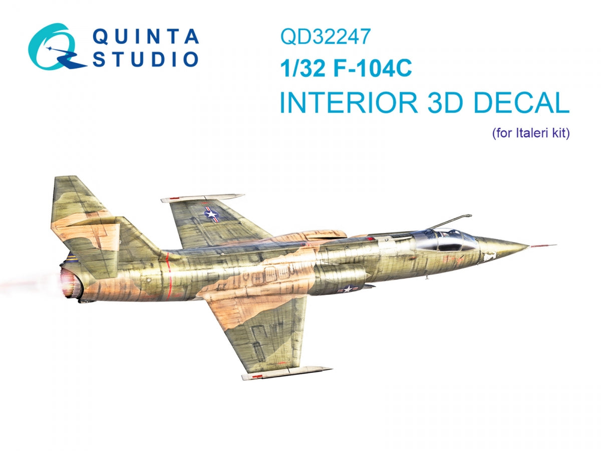 Quinta Studio QD32247 F-104C 3D-Printed &amp;amp; colored Interior on decal paper (Italeri) 1/32