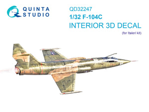 Quinta Studio QD32247 F-104C 3D-Printed &amp;amp; colored Interior on decal paper (Italeri) 1/32