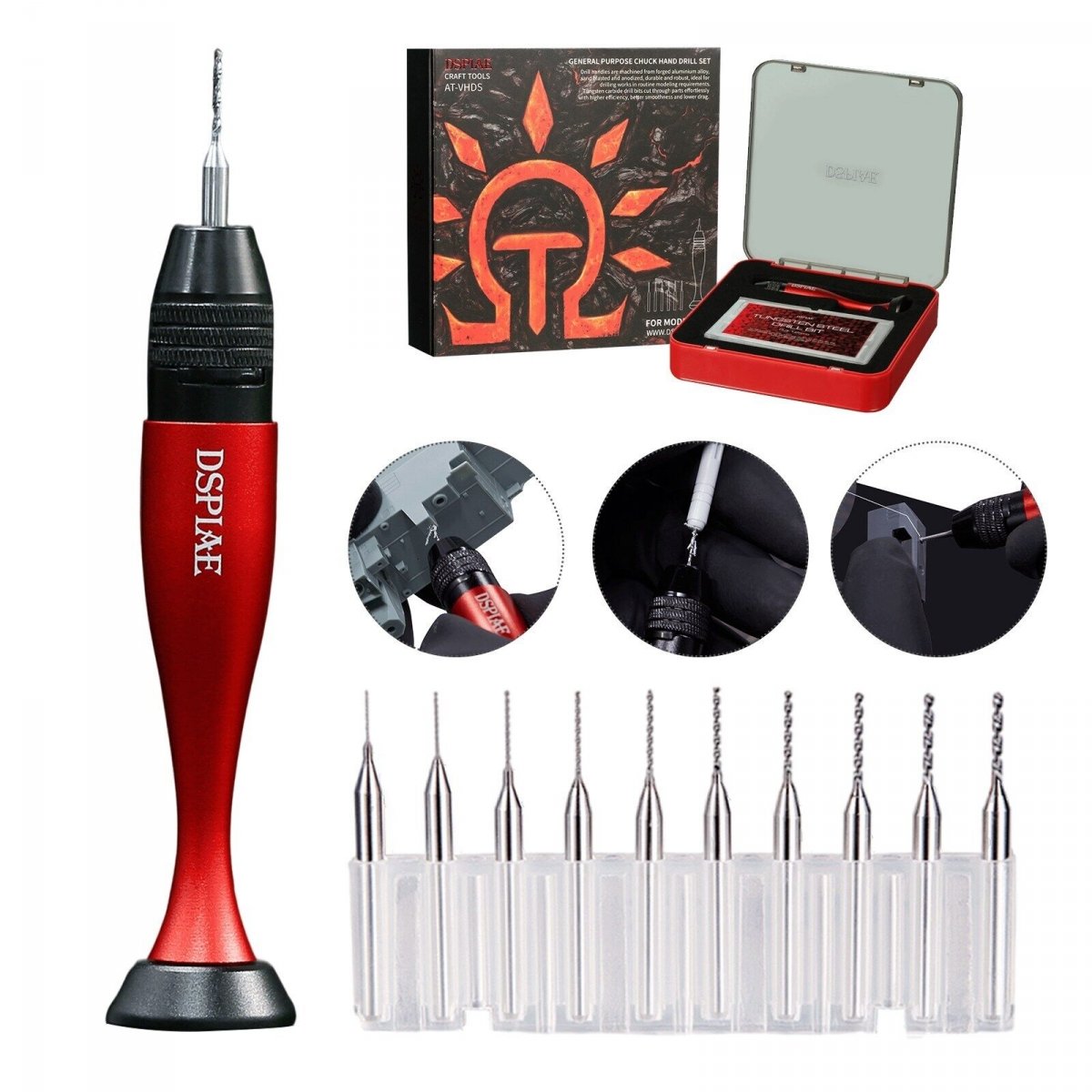 DSPIAE AT-VHDS Aluminum Alloy Hand Drill 0.3-3.2mm / drill with drill bits