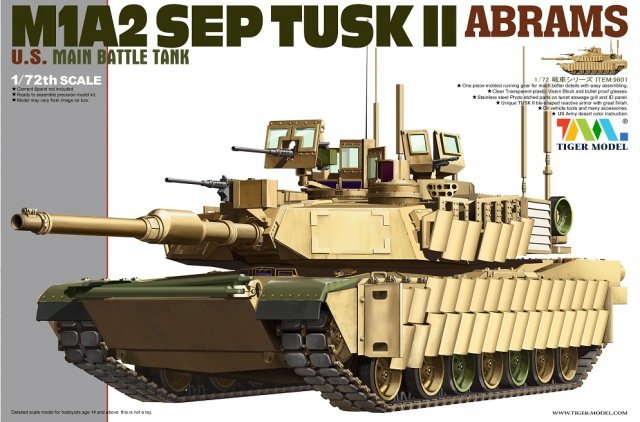 Tiger Model 9601 US Main Battle Tank M1A2 SEP TUSK II Abrams 1/72