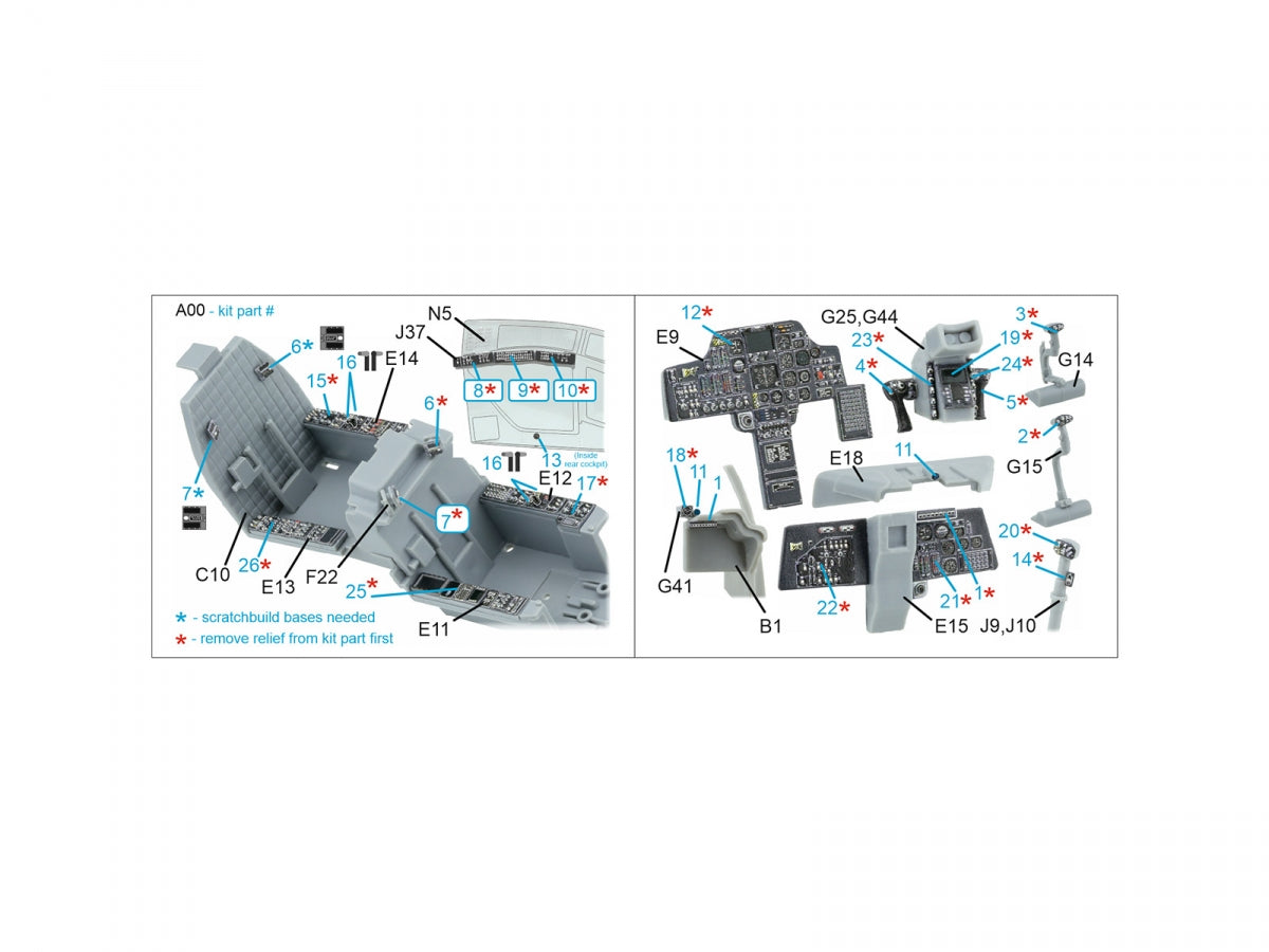 Quinta Studio QDS-48571 AH-64A 3D-Printed &amp;amp; colored Interior on decal paper (Hasegawa) (small version) 1/48 – Bild 12
