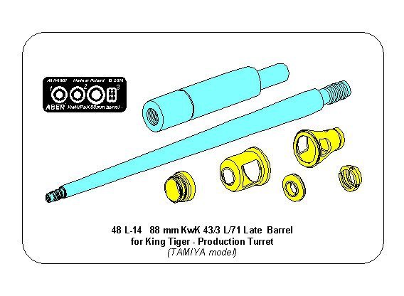 Aber 48L-14 Barrel for German 8.8cm Kw.K 43/3 (L/71) gun used on King Tiger Production Turret