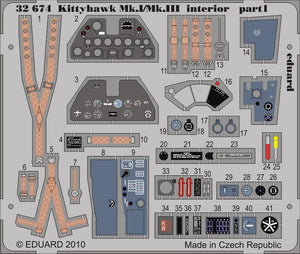 Eduard 32674 Kittyhawk Mk. I/Mk. III interior SA 1/32 Hasegawa