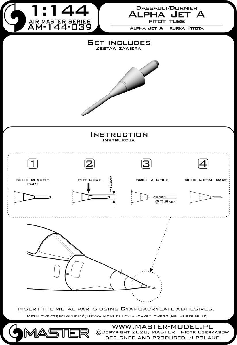 Master AM-144-039 Alpha Jet A - Pitot Tube 1/144 – image 2