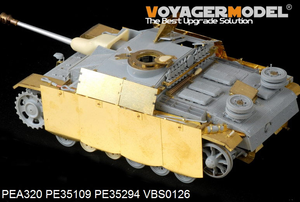 Voyager Model PEA320 WWII German StuG.III Ausf.G Final version Pivot-Mounting Swinging Type Hull Side Armor Skirts (For DRAGON) 1/35 – obrázek 6