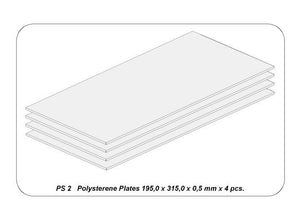 Aber PS-2 Płyty z białego polistyrenu 195 x 315 x 0,50 po 4 szt. / Polystyrene plates 195 x 315 x 0,50 mm x 4 pcs. – zdjęcie 2