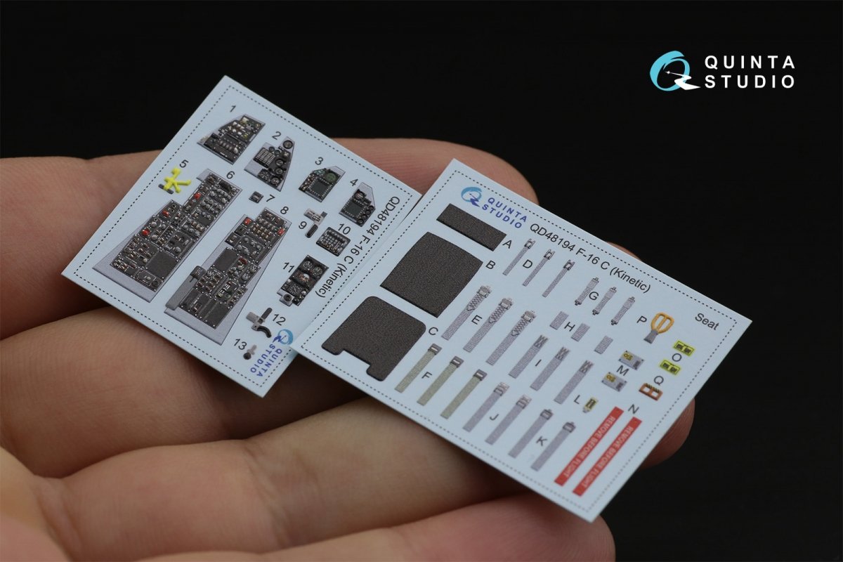 Quinta Studio QD48194 F-16С 3D-Printed &amp;amp; colored Interior on decal paper (for Kinetic kit) 1/48 – image 2