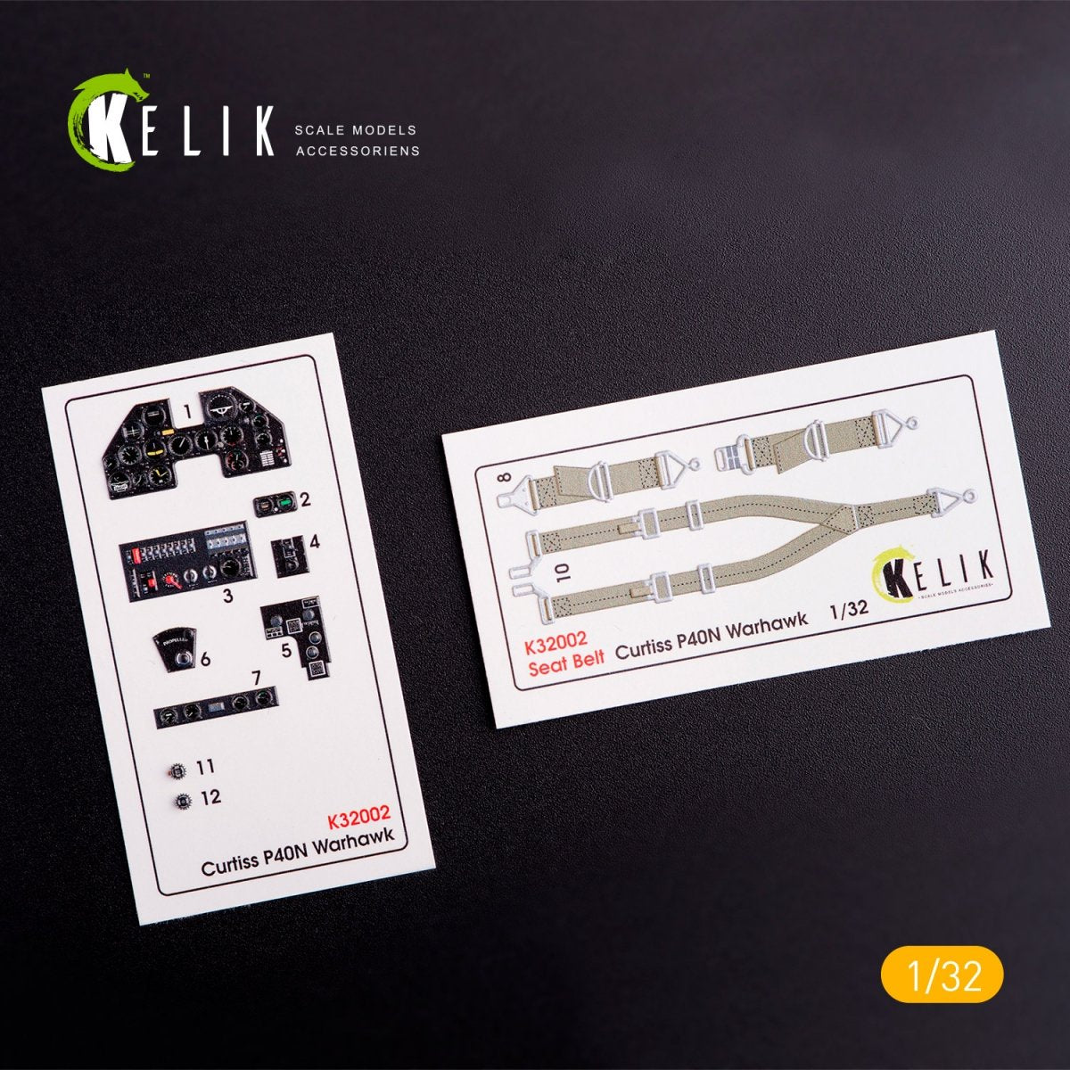 Décalcomanies 3D intérieures KELIK K32002 P40-N pour maquette Trumpeter au 1/32