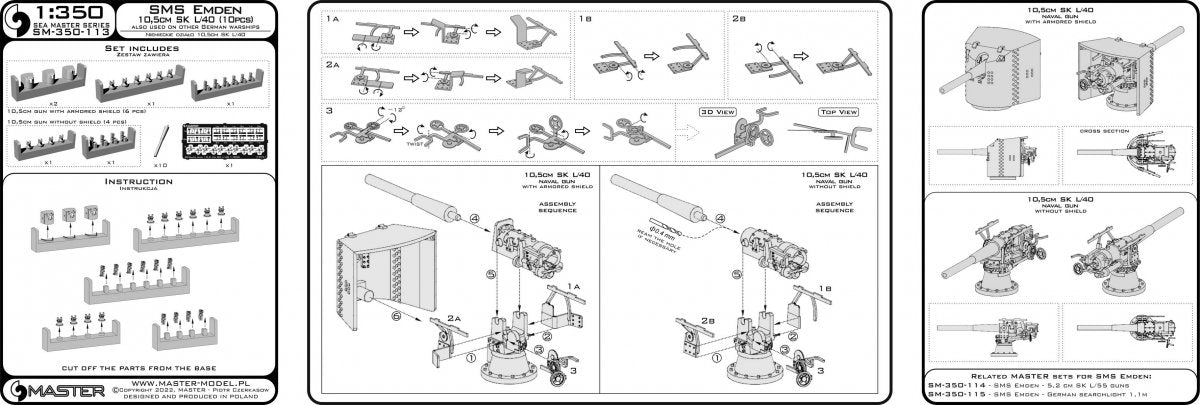 Master SM-350-113 SMS Emden - 10.5 cm SK L/40 guns 1/350 – image 7