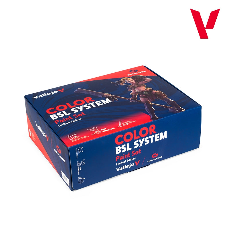 Vallejo 72183 Color BSL System Paint Set ( exclusive miniature )( 3 brushes ) - Game Color 48x18ml